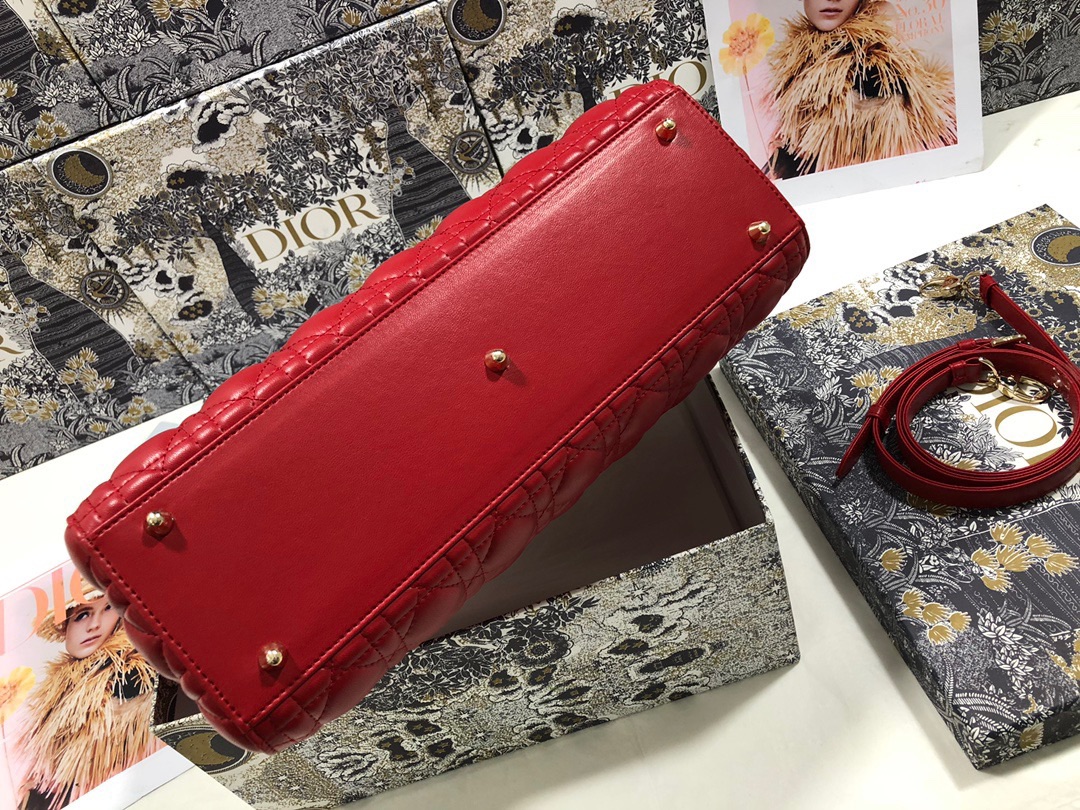 Large Lady Dior Bag Red Cannage Lambskin